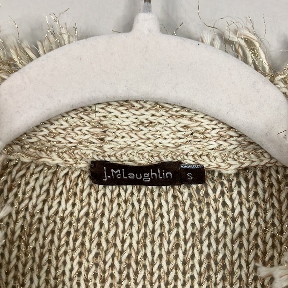 J. McLaughlin gold fray sweater cardigan - Picture 3 of 8